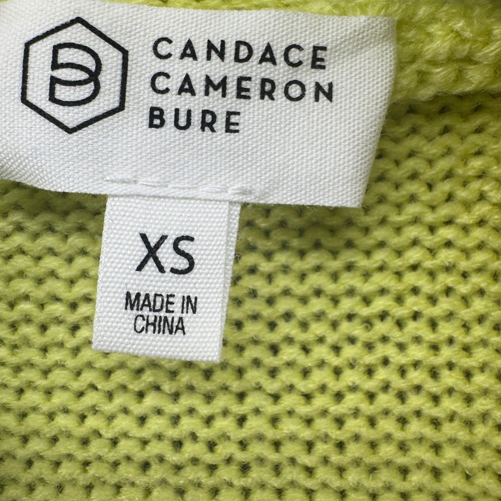 NWOT Candace Cameron Bure Lime Green Floral Poppy Open Front Cardigan Sweater XS - Picture 4 of 9